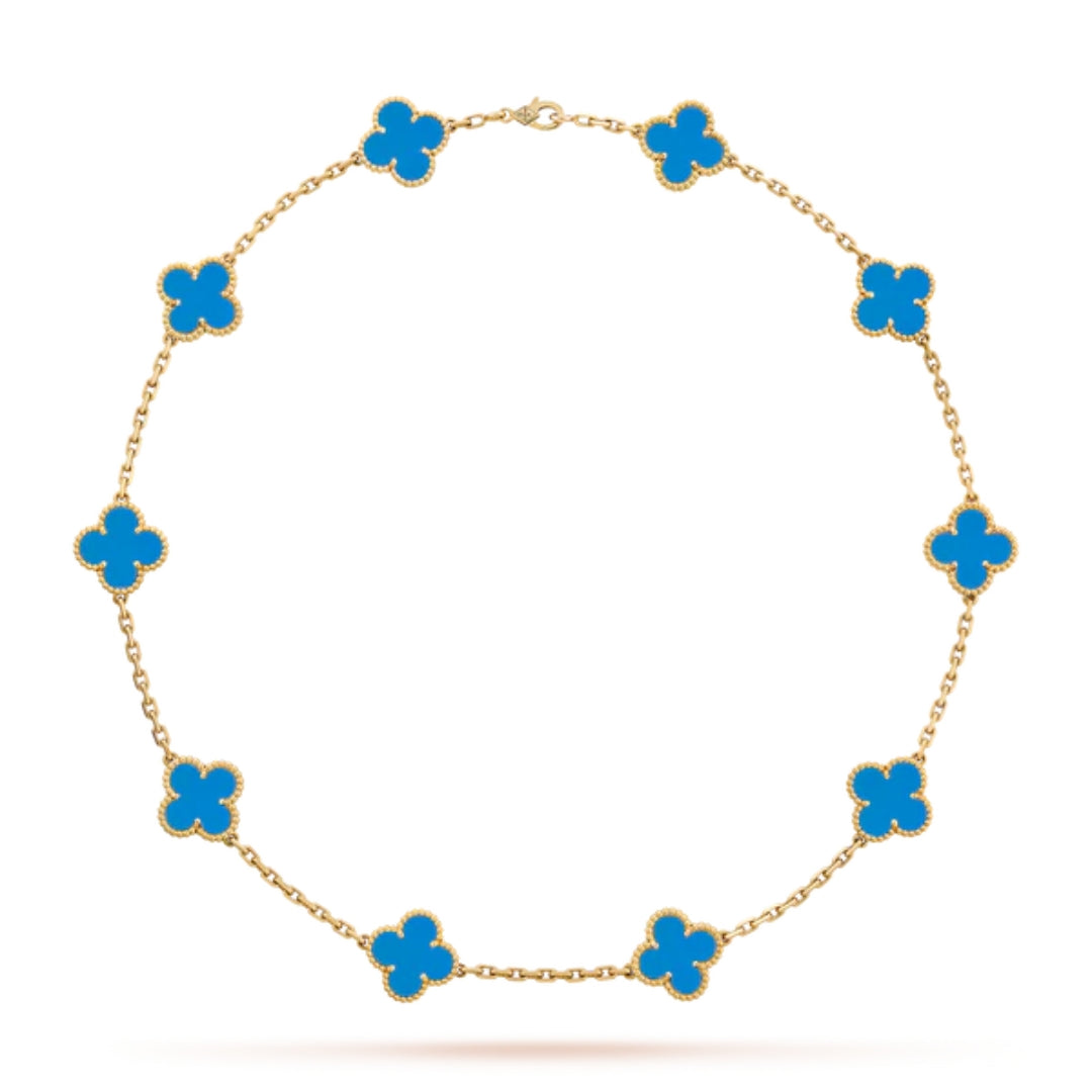 KLEEBLATT | 10 Motive Blau Halskette