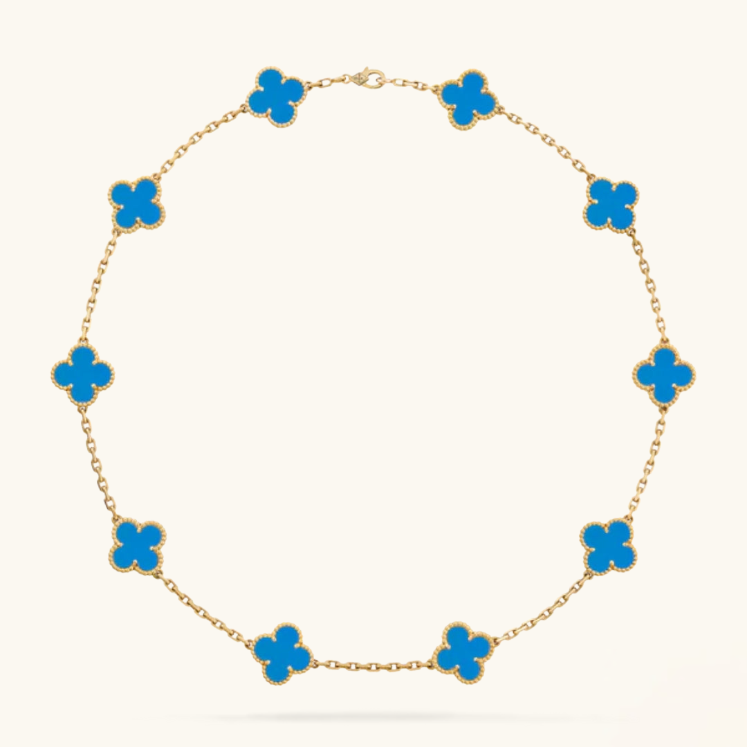 KLEEBLATT | 10 Motive Blau Halskette