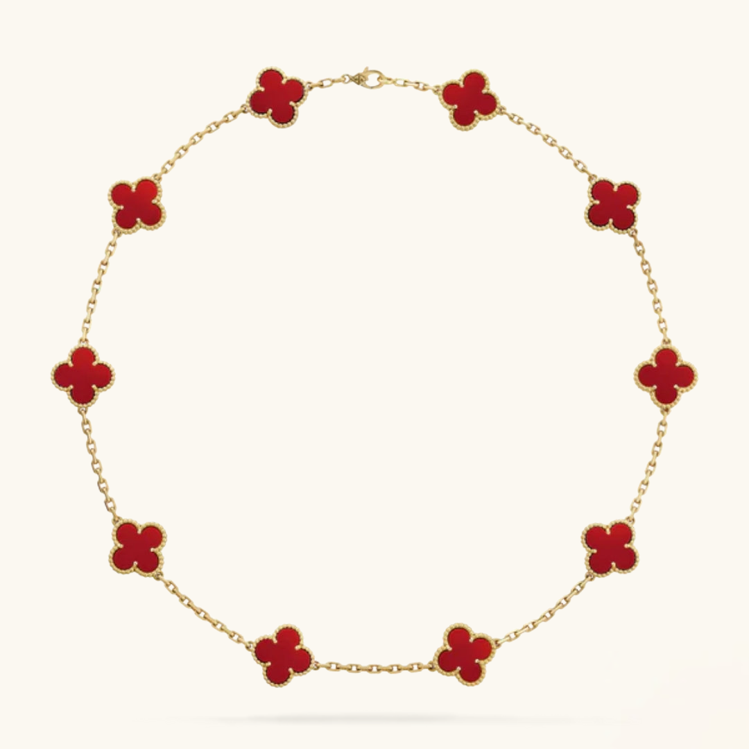 KLEEBLATT | 10 Motive Rote Halskette
