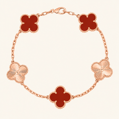 KLEEBLATT | Rotes Rosegold Guilloché Armband