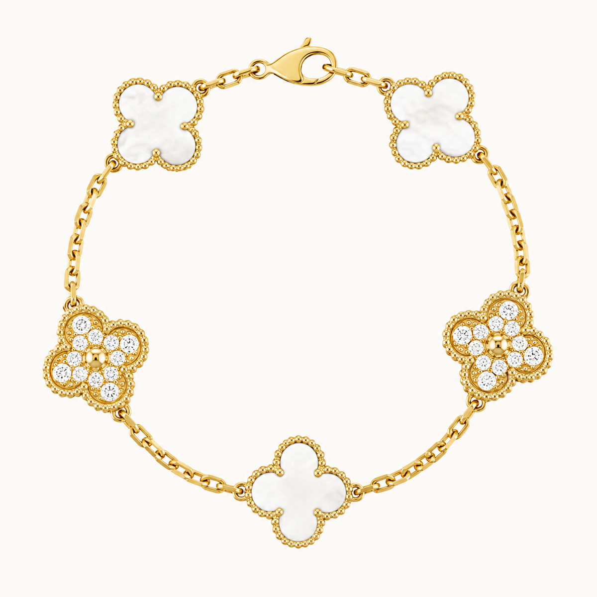 KLEEBLATT | Golden Weißes Prestige-Armband