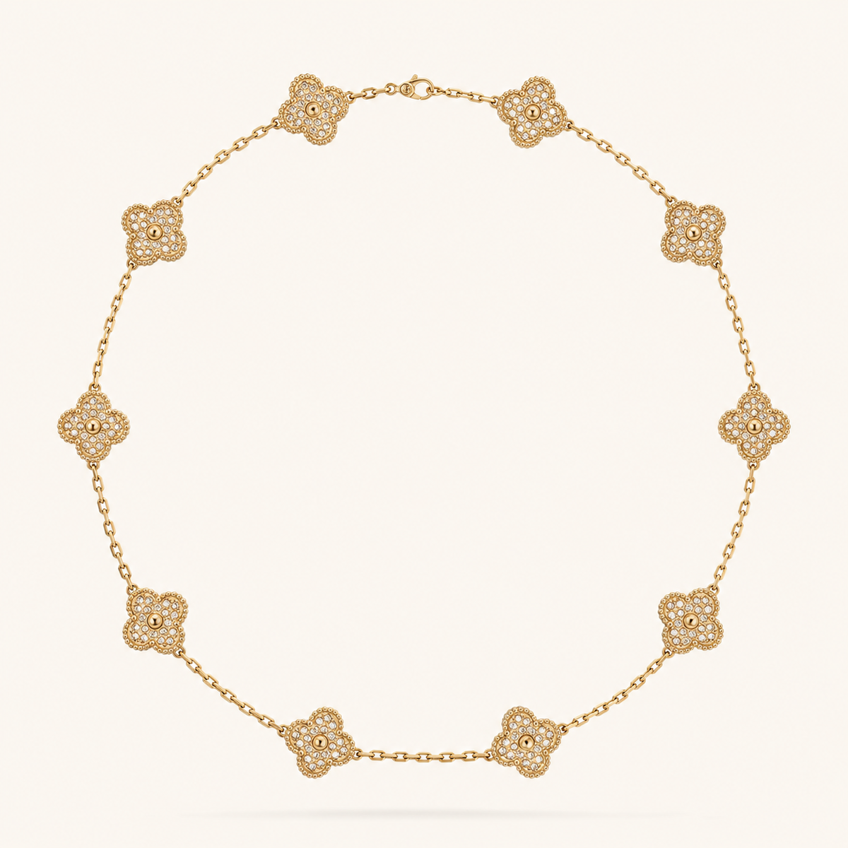 KLEEBLATT | 10 Motive Goldkette mit funkelnden Kleeblatt-Details