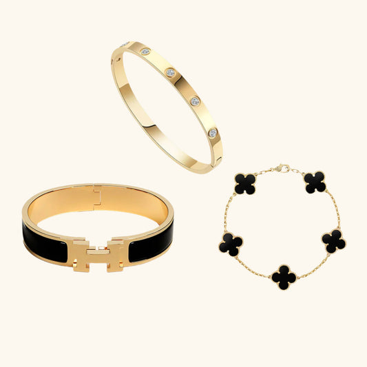 3-Teiliges Armband-Set Schwarz