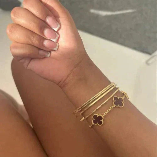 KLEEBLATT | Schwarz/Gold Armband