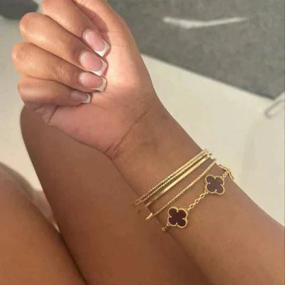 KLEEBLATT | Schwarzes/Silbernes Armband